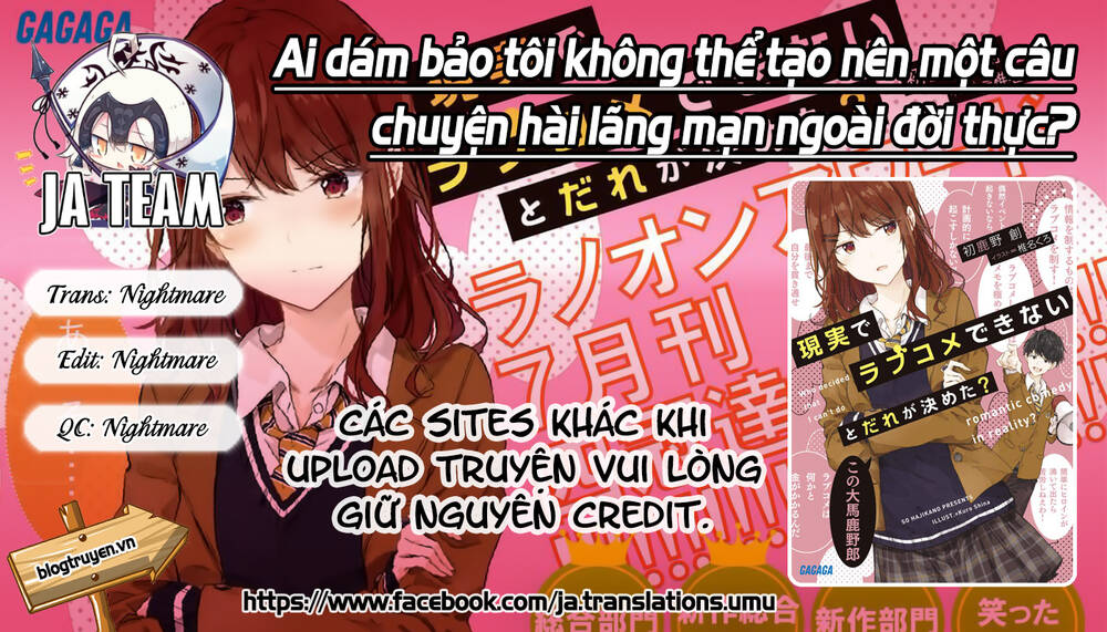 Ai Dám Bảo Tôi Không Thể Tạo Nên Một Câu Chuyện Hài Lãng Mạn Ngoài Đời Thực? Chapter 1 - 1